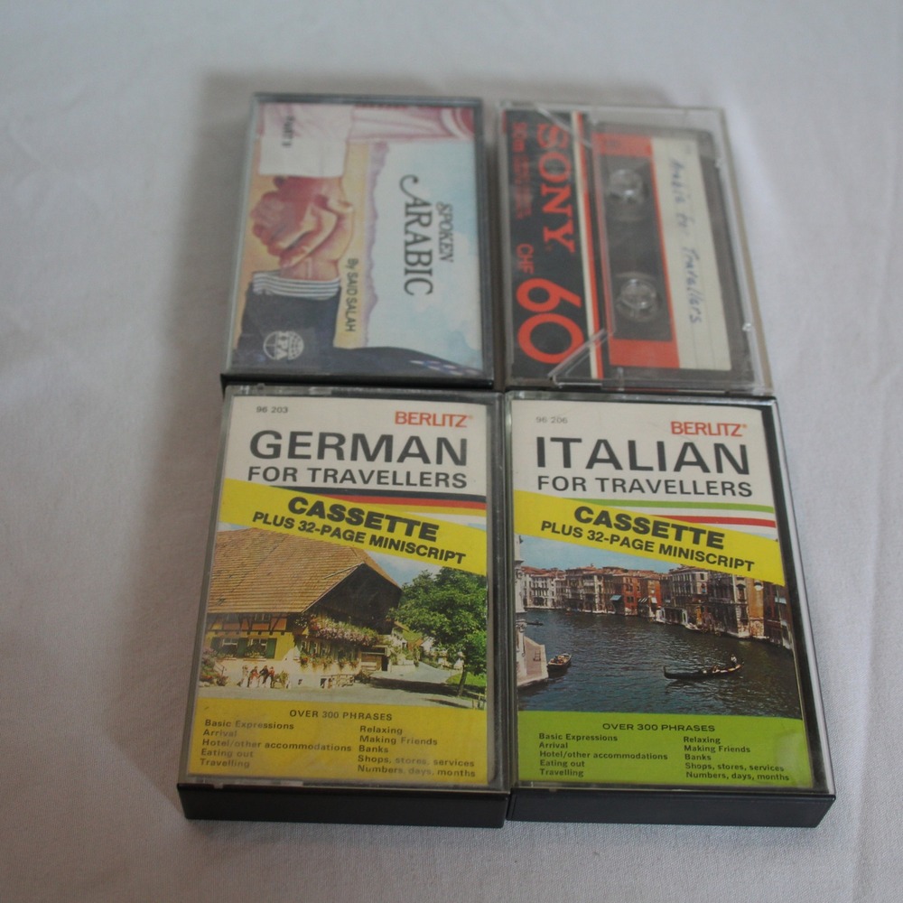 Berlitz Travellers Language Course Cassette Lot - Italian, German, and Arabic